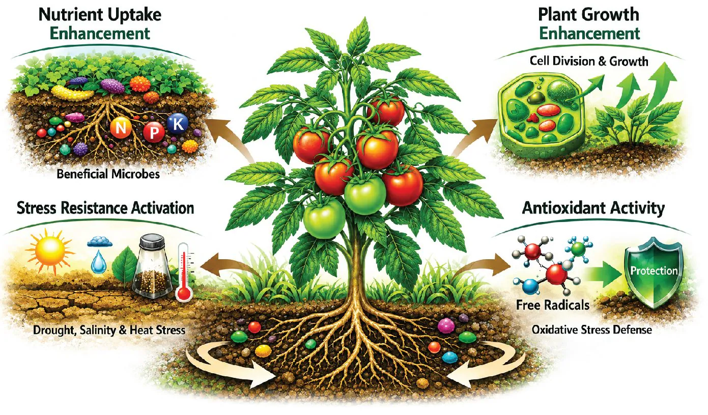 Diagram of Nano Seaweed's mode of action